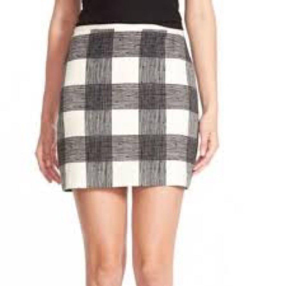 Madewell Bowery Checked Black and Cream Mini Pencil Skirt 0